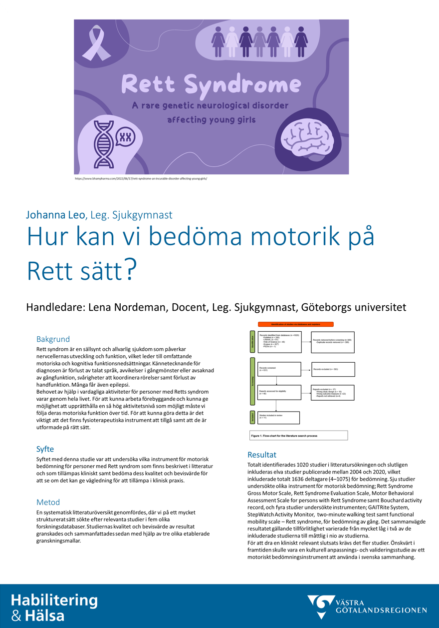 Poster vars innehåll finns på webbsidan. Lila illustration där det står Rett Syndrome