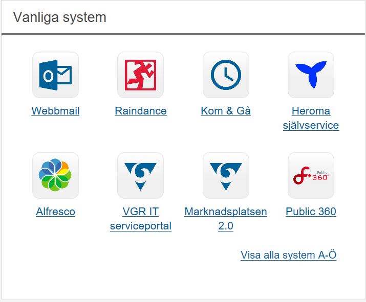 Vanliga System Intranat Webbhandbok Vgr