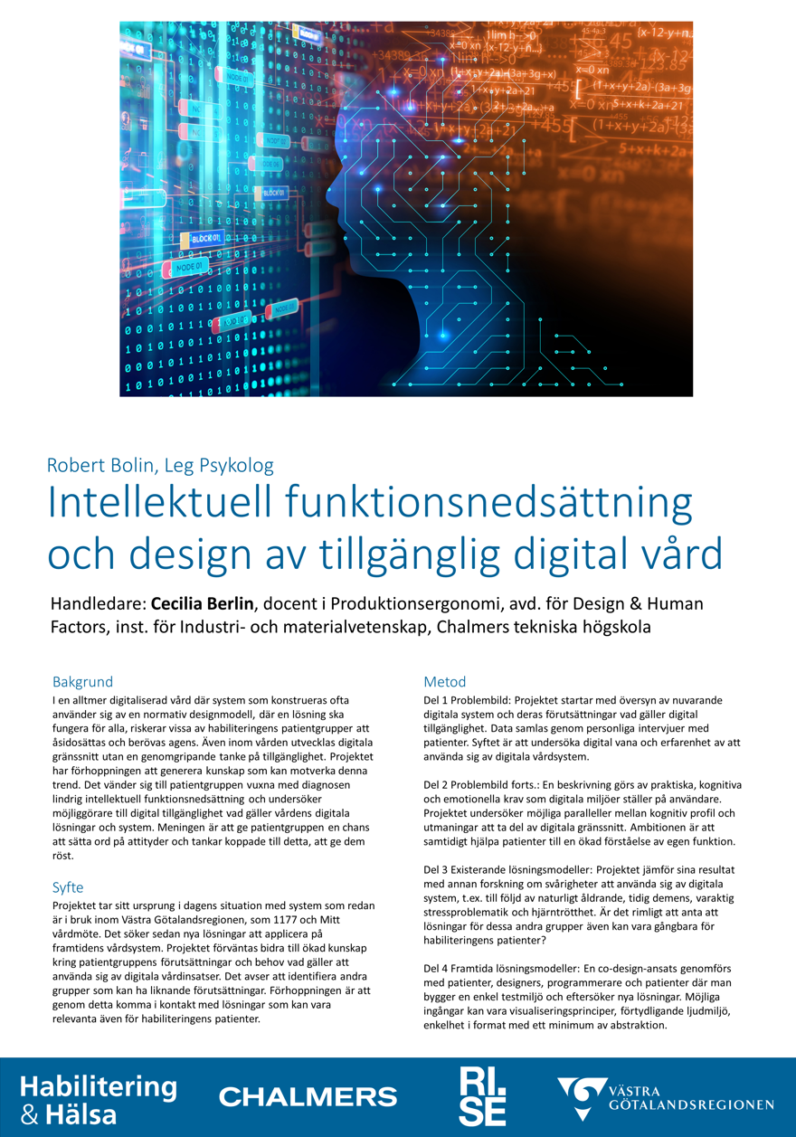 Poster vars innehåll finns på webbsidan. Siluett av ansikte på digitalt nätverk. 